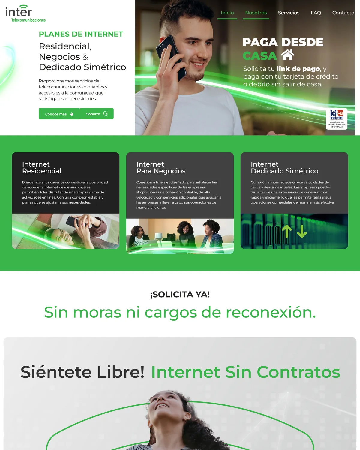 Sitio web de Inter Telecomunicaciones